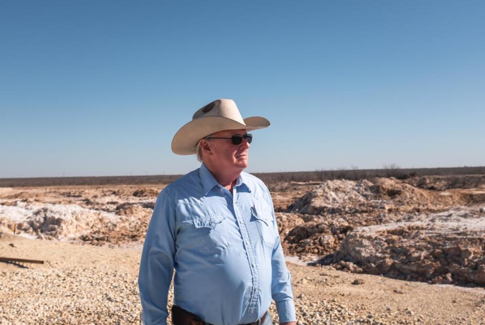 Bill Wight on his property in Crane County