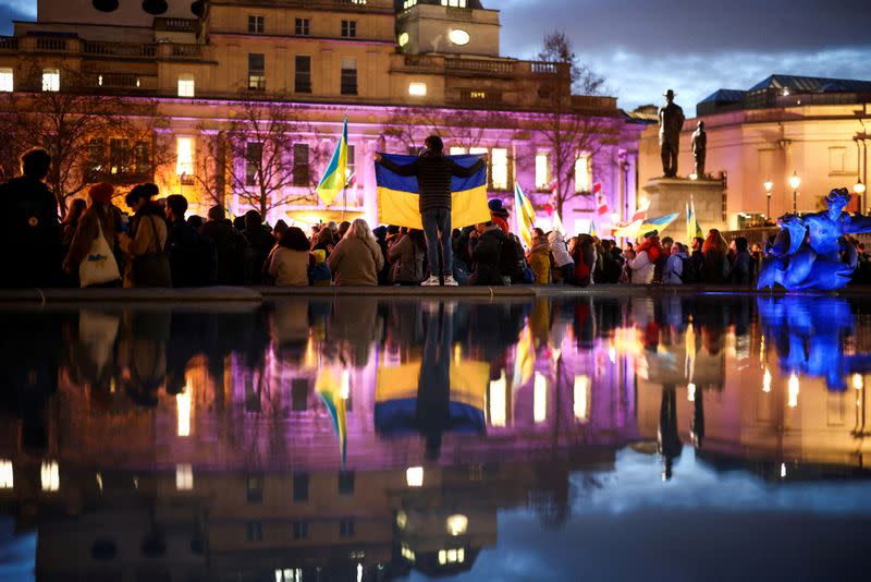 FILE PHOTO: Vigil for Ukraine on the anniversary of the conflict with Russia, in London