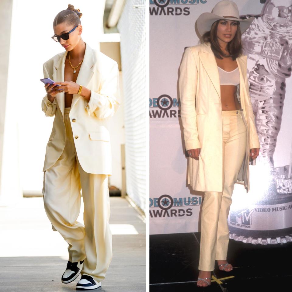 Hailey Bieber and Jennifer Lopez Style