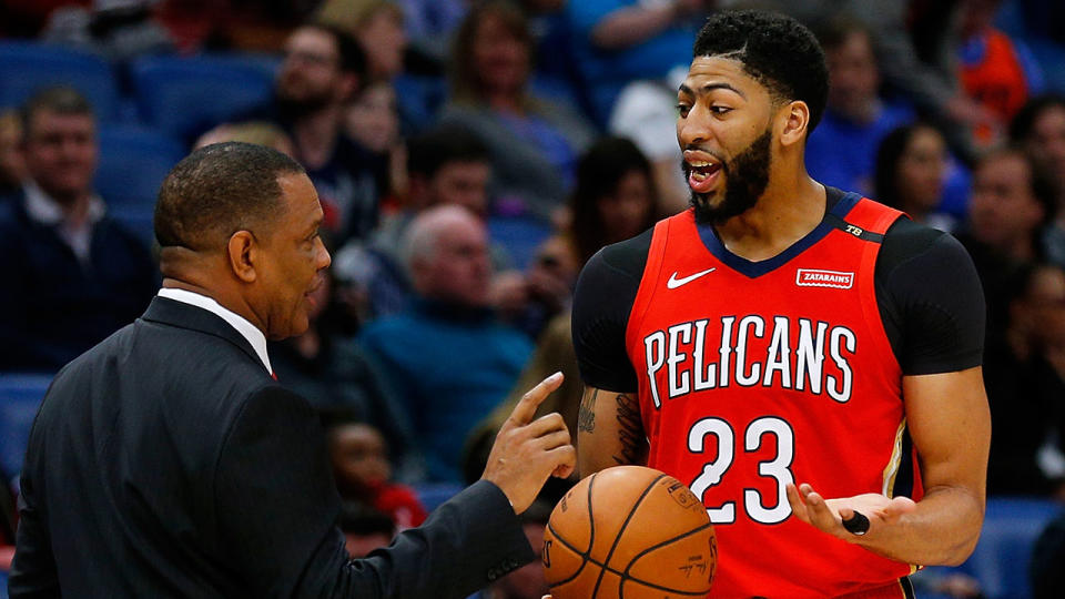 Davis with Pelicans coach Gentry. Pic: Getty