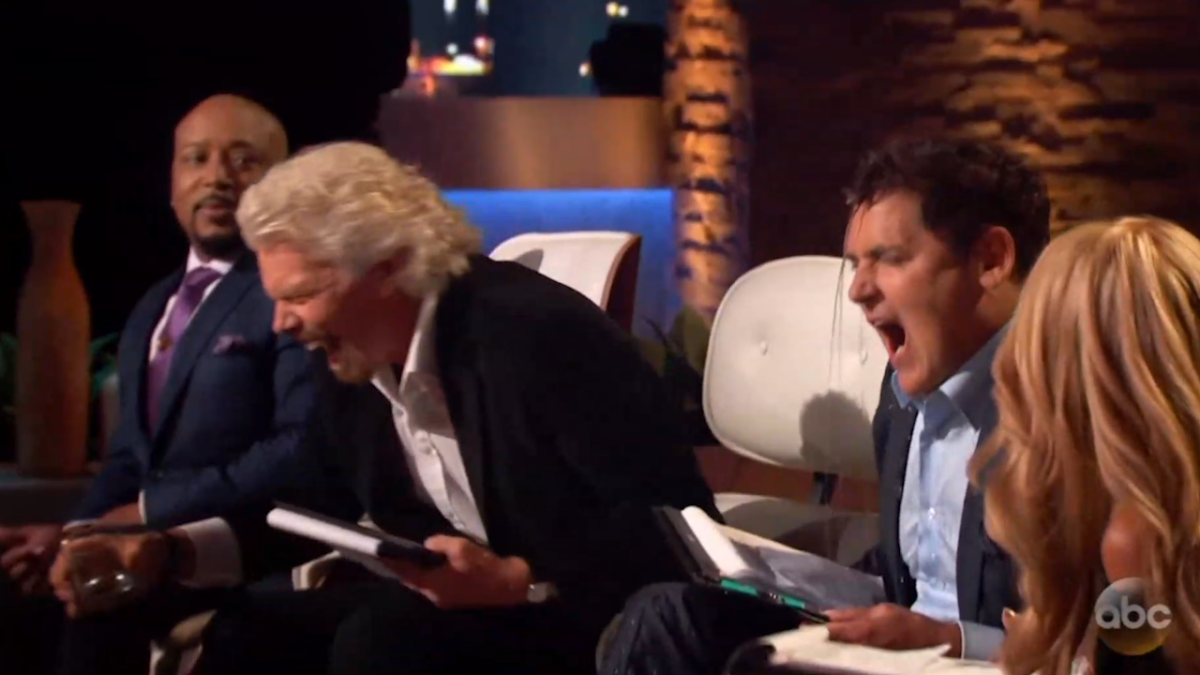 Richard Branson throws water at Mark Cuban