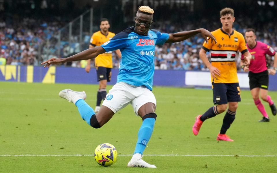 Victor Osimhen playing for Napoli against Sampdoria - Anthony Martial&#39;s Man Utd future hinges on striker pursuit after positive injury update - AP/Jana Wargers