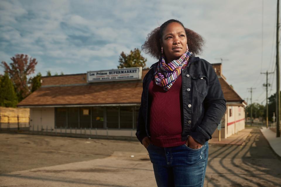 Regina Mays lives in subsidized housing in Durham, N.C., after being displaced from her previous housing situation by rising rent prices. She lives in one of the eight subsidized communities in the neighborhoods around Los Primos Supermarket, which recently closed after 20 years as a result of the landlord raising the rent from $6,500 per month to $20,000 per month.