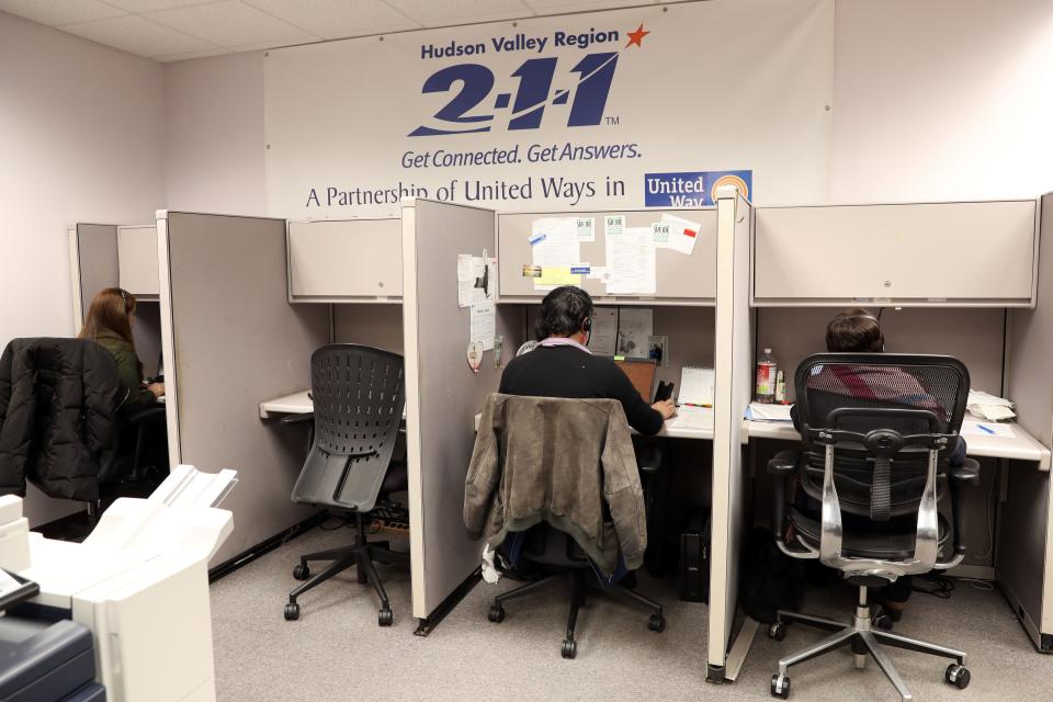 The 211 helpline call center, which serves the Hudson Valley, Long Island and the Adirondacks, at United Way in White Plains March 12, 2024.