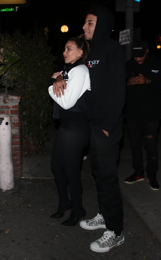Larsa Pippen is photographed getting a hug from her 19-year-old son, Preston Pippen, while out in West Hollywood on Dec. 19, 2021. - Credit: MEGA