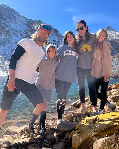 <p>Courtesy of Dierks Bentley</p> Dierks Bentley with (L-R) son Knox, daughter Evie, wife Cassidy and daughter Jordan, in Telluride, Colo., in October 2023.