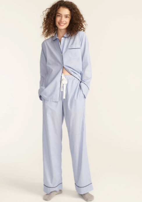 End-on-end cotton long-sleeve pajama set