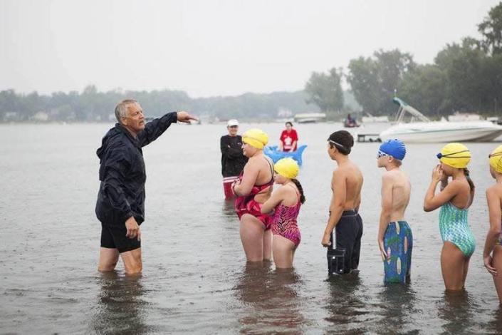 Kids line up for the Barron Lake Triathlon, which returns to the Niles area on Aug. 27, 2022.