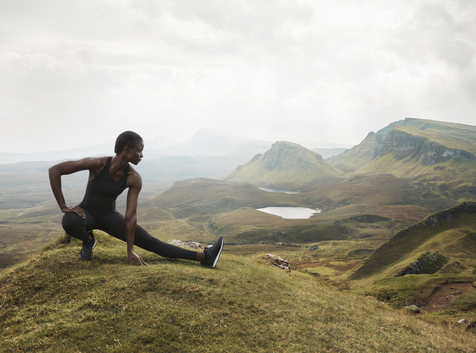 Model wears tank and leggings from H&M Conscious Sport Collection. (Photo: courtesy of H&M)