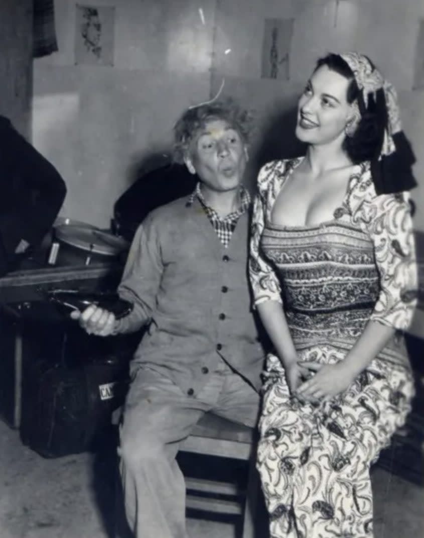 Harpo Marx and Juli Lynne Charlot in a dress of her own design