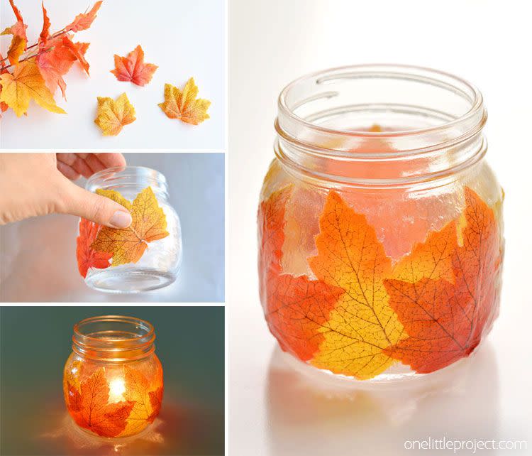 Mason Jar Leaf Lanterns
