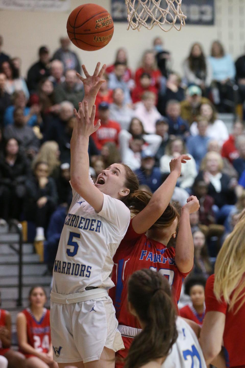 Schroeder's Addison Morgan scores from low inside.