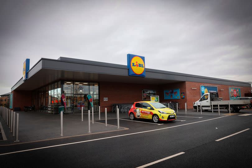 The Lidl store at Wilford Lane Retail Park in Wilford Lane, West Bridgford, Nottingham