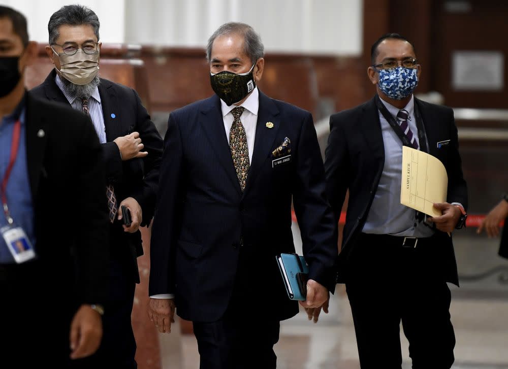 Datuk Seri Wan Junaidi Tuanku Jaafar is pictured at Parliament in Kuala Lumpur September 14, 2021. ― Bernama pic