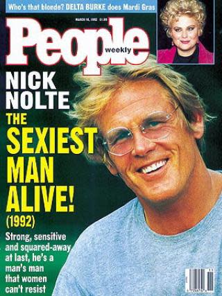 “Man’s man that women can’t resist” Nick Nolte was <em>People</em> magazine’s Sexiest Man Alive in 1992. (Photo: People magazine)