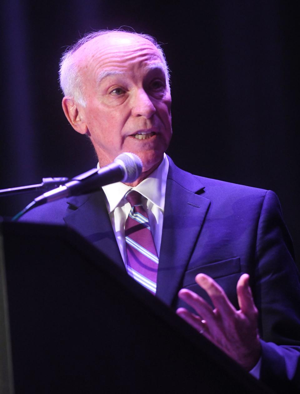 Joe Courtney, Second Congressional Democratic incumbent, makes a point Oct. 12, 2022, during a debate for the Second Congressional seat at the Garde Arts Center in New London.