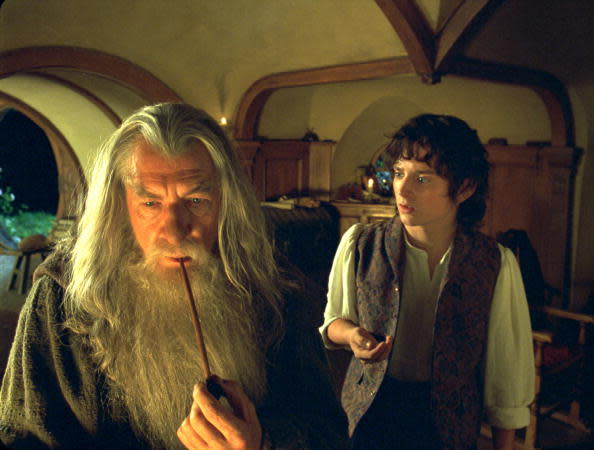 Ian McKellen as Gandalf and Elijah Wood as Frodo in <em>The Lord of the Rings: The Fellowship of the Ring</em><span class="copyright">New Line/WireImage</span>