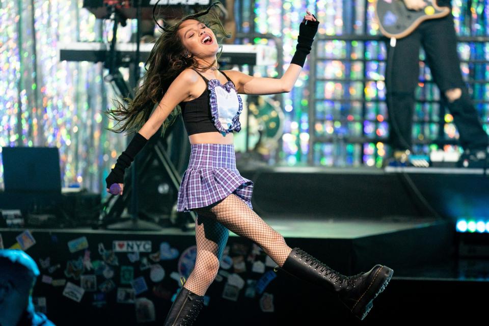 Olivia Rodrigo performs during her Sour Tour concert at the Grand Ole Opry House in Nashville, Tenn., Tuesday, May 10, 2022.