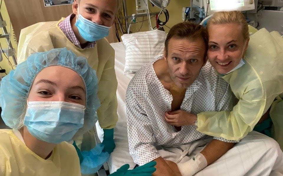 Alexei Navalny in his hospital bed