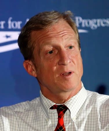 Investor, philanthropist and environmentalist Tom Steyer speaks at the Center for American Progress' 2014 Making Progress Policy Conference in Washington, DC. U.S. on November 19, 2014. REUTERS/Gary Cameron/File Photo