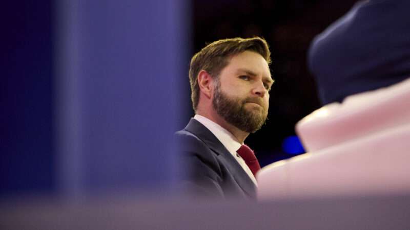 Ohio Republican Sen. J.D. Vance at the 2024 CPAC DC conference in National Harbor, Maryland.