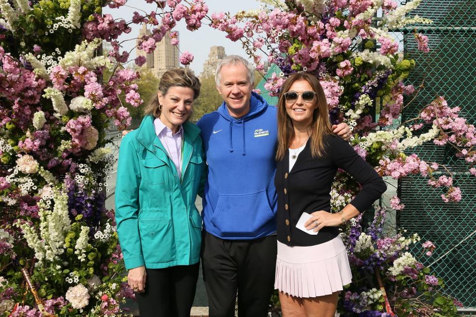 Betsy Smith, President and CEO of the Central Park Conservancy with Patrick McEnroe and Yesim Philip, the Women's Committee President.