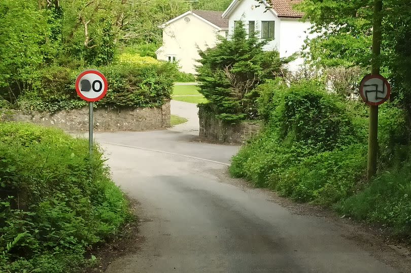 The 20mph signs on Lletty Brongy Road Bridgend have been spray painted for a third time this month