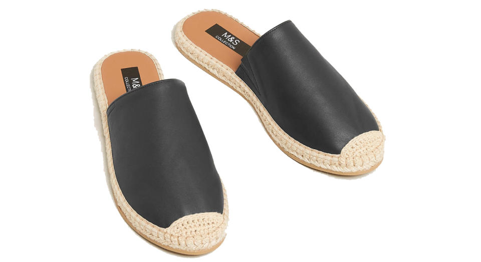 Leather Flat Espadrille Mules