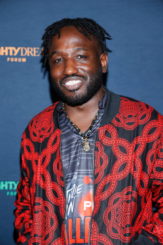 Hannibal Buress, voice of Genghis Frog in "TMNT: Mutant Mayhem"<p><a href="https://www.gettyimages.com/detail/1438203615" rel="nofollow noopener" target="_blank" data-ylk="slk:Jemal Countess/Getty Images;elm:context_link;itc:0;sec:content-canvas" class="link ">Jemal Countess/Getty Images</a></p>