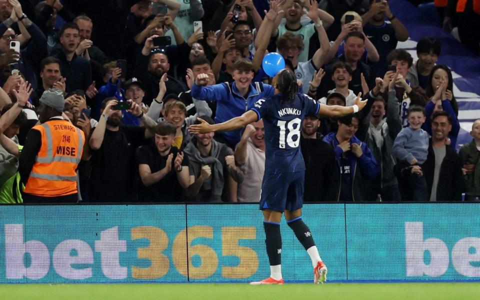 Chelsea's Christopher Nkunku celebrates scoring their second goal