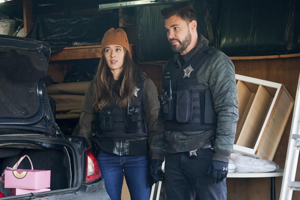 Marina Squerciati and Patrick Flueger on 'Chicago P.D.'