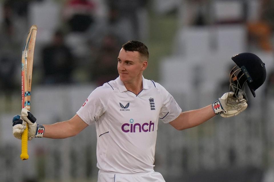 Harry Brook hit a thrilling century in Rawalpindi (Anjum Naveed/AP) (AP)