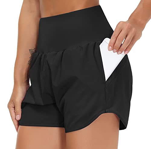 Automet Womens High Waisted Athletic Shorts Elastic Casual Summer