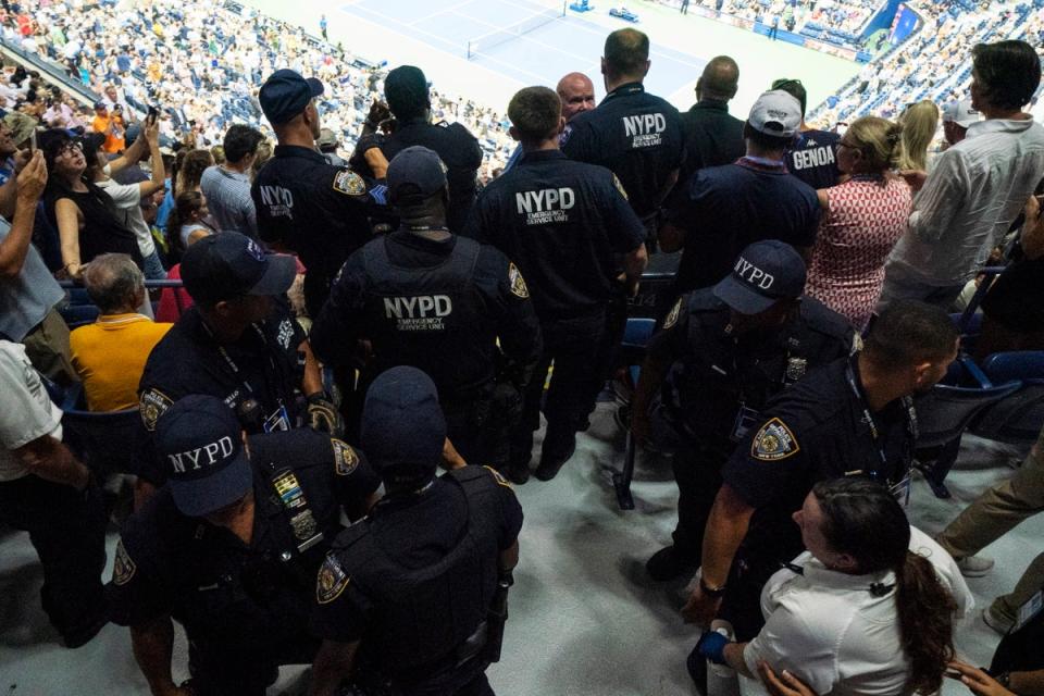 New York City police officers move in to stop the protest (EPA)