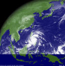 Typhoon Haiyan hits the Philippines in this weather satellite image, courtesy of the Japan Meteorological Agency, taken at 0230 UTC November 8, 2013. Haiyan, potentially the strongest recorded typhoon to make landfall, slammed into the Philippines' central islands on Friday, forcing millions of people to flee to safer ground or take refuge in storm shelters. The category-five super typhoon whipped up giant waves as high as 4-5 metres (12-15 feet) that lashed the islands of Leyte and Samar, and was on track to carve a path through popular holiday destinations. REUTERS/Japan Meteorological Agency/MTSAT/Handout via Reuters (JAPAN - Tags: DISASTER ENVIRONMENT TPX IMAGES OF THE DAY) FOR EDITORIAL USE ONLY. NOT FOR SALE FOR MARKETING OR ADVERTISING CAMPAIGNS. THIS IMAGE HAS BEEN SUPPLIED BY A THIRD PARTY. IT IS DISTRIBUTED, EXACTLY AS RECEIVED BY REUTERS, AS A SERVICE TO CLIENTS