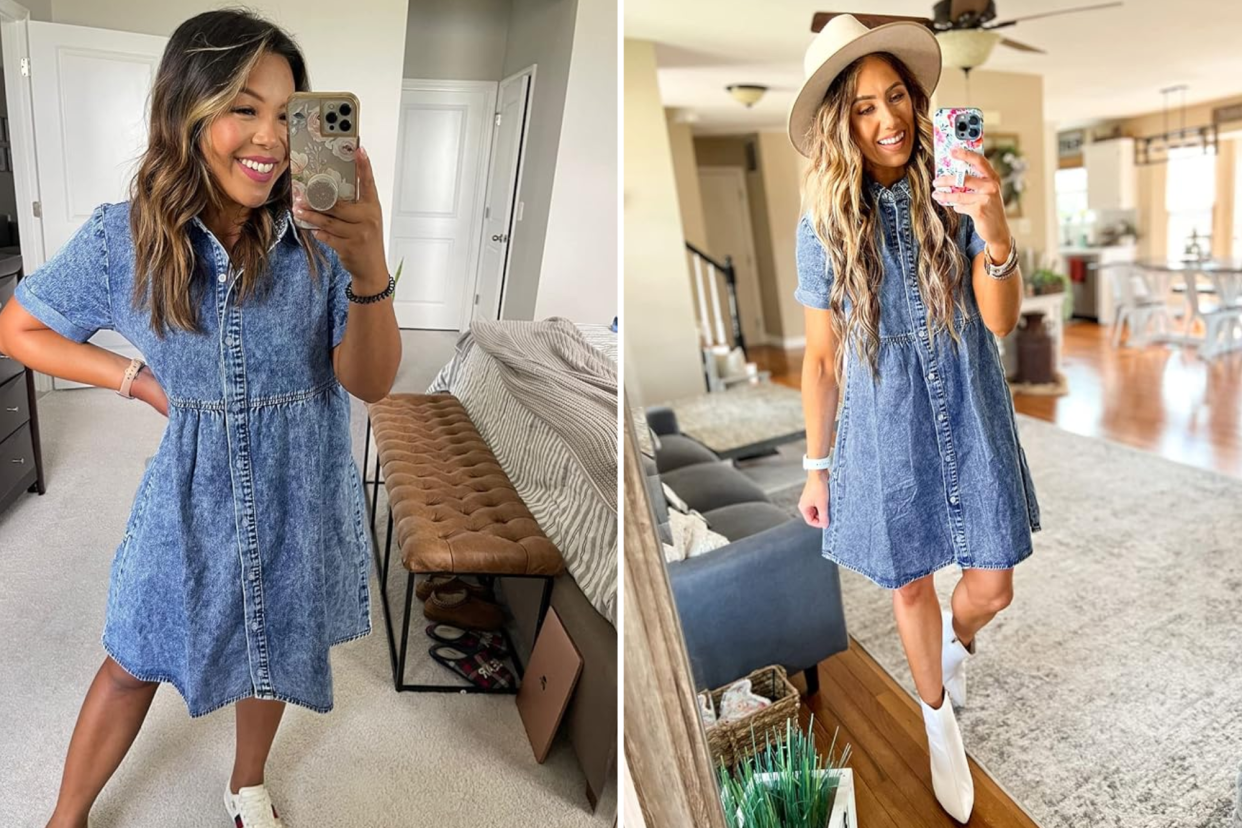 LookbookStore Short Sleeve Denim Dress