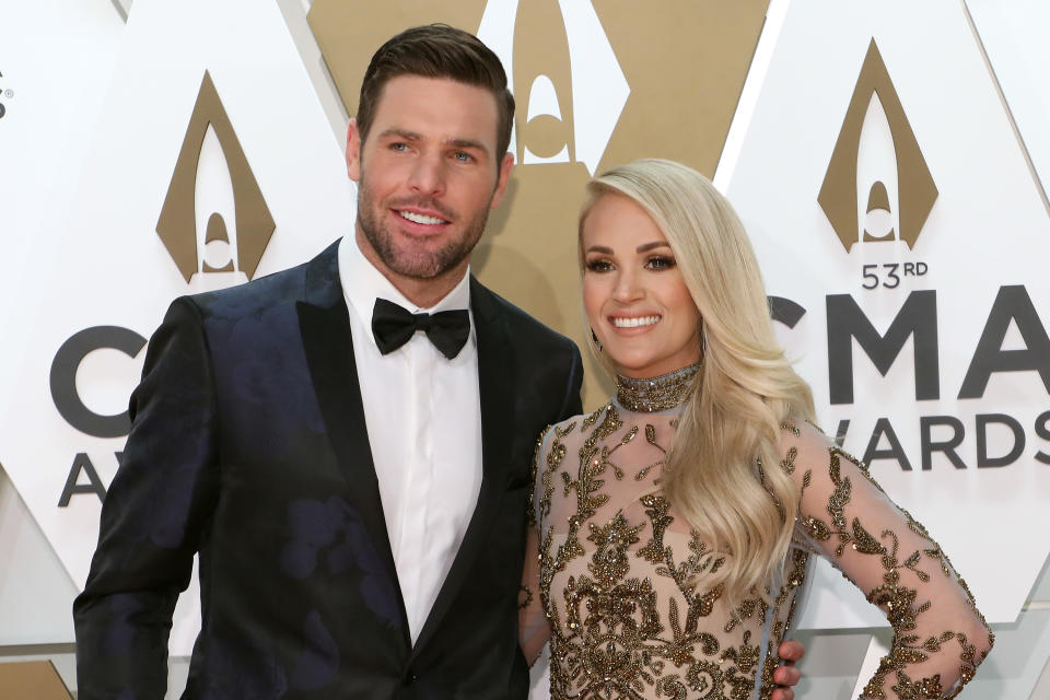 NASHVILLE, TENNESSEE - NOVEMBER 13: (FOR EDITORIAL USE ONLY)  Mike Fisher and Carrie Underwood attend the 53nd annual CMA Awards at Bridgestone Arena on November 13, 2019 in Nashville, Tennessee. (Photo by Taylor Hill/Getty Images)