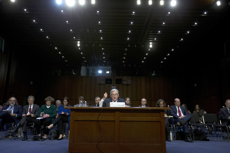 Federal Reserve Board Chair Jerome Powell testifies on the economic outlook, on Capitol Hill in Washington, Wednesday, Nov. 13, 2019. (AP Photo/Jose Luis Magana)