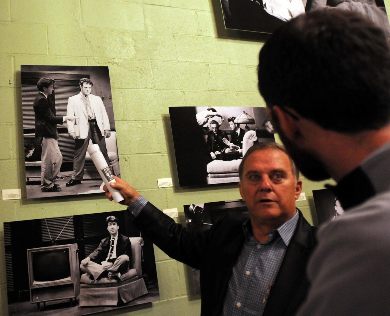 Fred Pickler, who played the "Yellow Man" in Blue Velvet, looks at the photographs by filmmaker Peter Braatz at the opening of an exhibition celebrating the 25th anniversary of Blue Velvet in Dennis Hopper's old building in 2011.