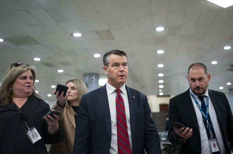 Sen. Todd Young, R-IN, stands in the Senate subway after a Nov. 2023 vote at the U.S. Capitol. Young, Indiana’s Republican senator, said his home state’s Andretti team “deserves a fair shot to compete in F1,” he said on X. File photo by Bonnie Cash/UPI