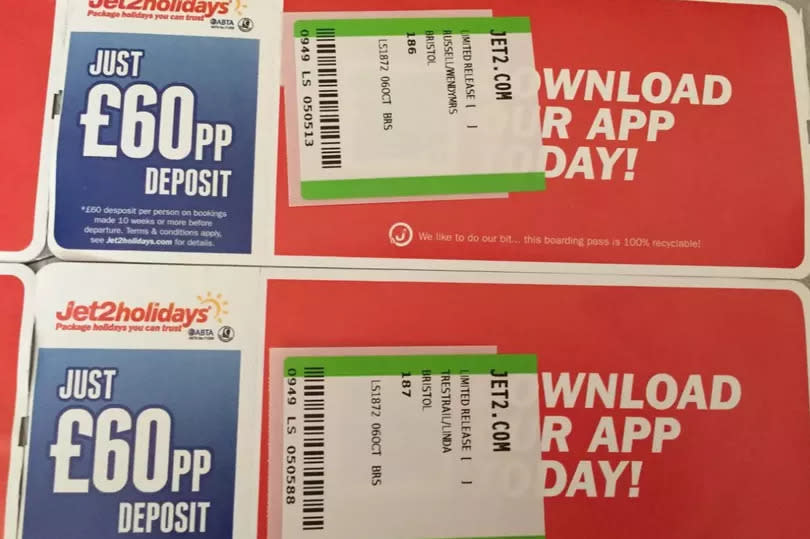 Linda and Wendy's tickets from Bristol to Majorca