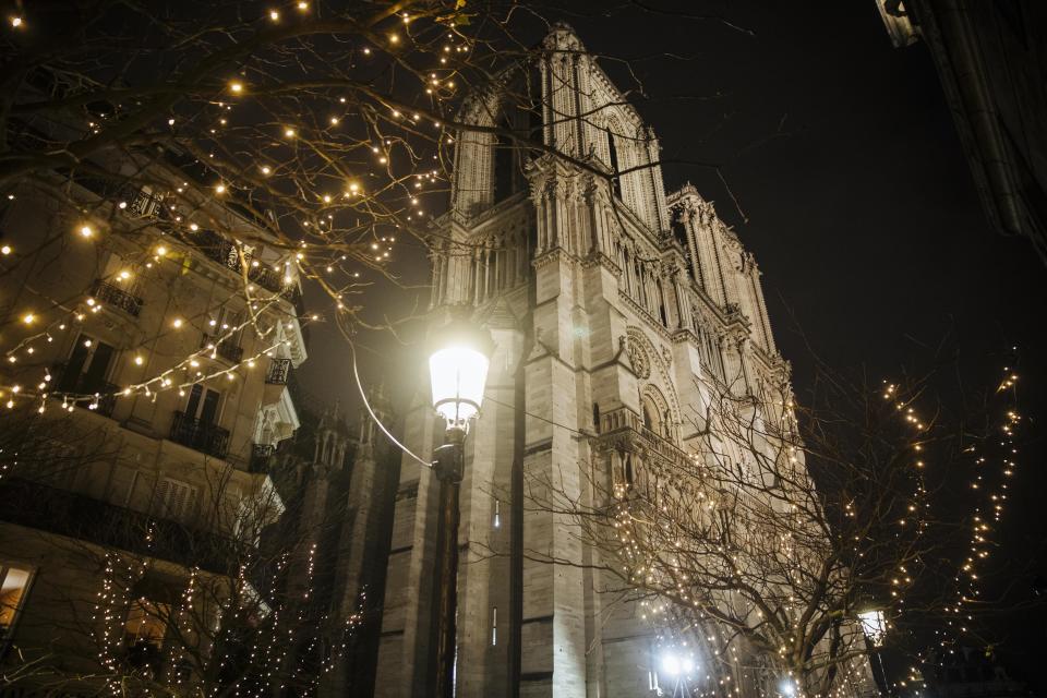 Notre Dame cathedral is pictured in Paris, Monday, Dec. 23, 2019. (AP Photo/Kamil Zihnioglu)