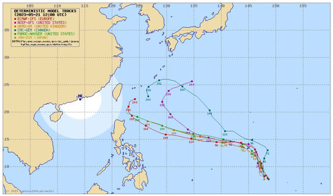 中颱瑪娃的最新預測路徑。（翻攝自彭啟明臉書）