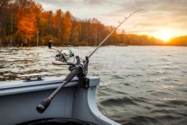 <p>Getty</p> Fishing rod on the boat -- stock image