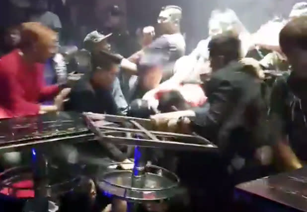 A screengrab from one of the videos showing the brawl that took place at the ENVY Dance Club. (Credit: Facebook / Xiao Bao)