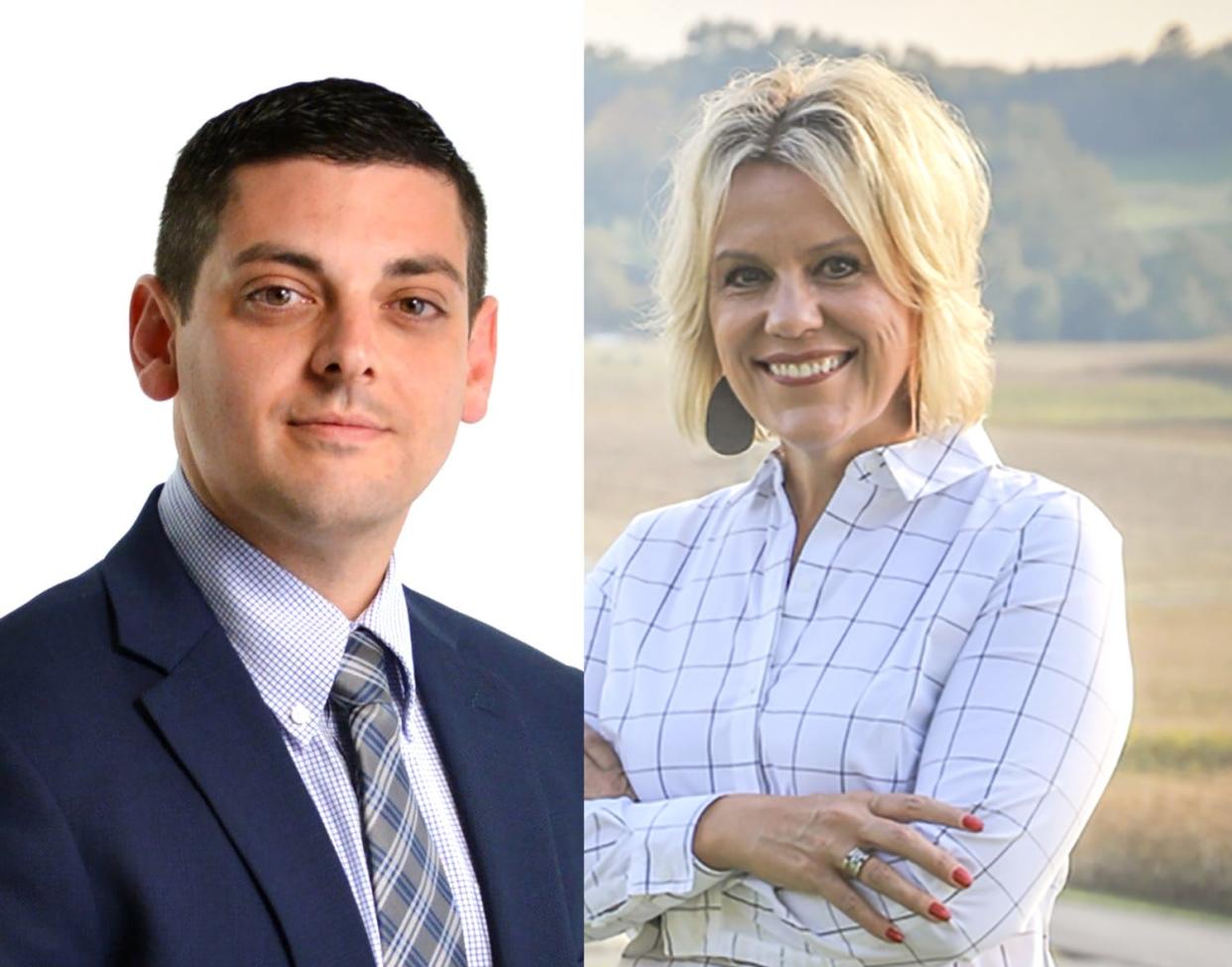Republican candidates for Muskingum County Commissioner Anthony Adornetto, left, and Melissa Bell.