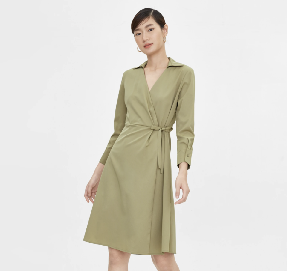 Side Wrap A Line Dress - Green. (PHOTO: Pomelo)