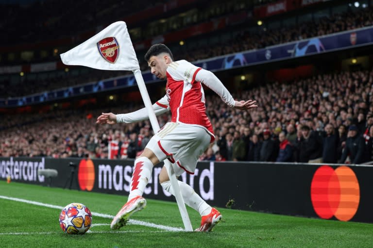 Le Brésilien d'Arsenal Gabriel Martinelli pendant le match de Ligue des champions mardi contre le Bayern Munich. Les gunners poursuivent ce week-end leur quête d'un premier titre de champions d'Angleterre depuis 2004. (Adrian DENNIS)