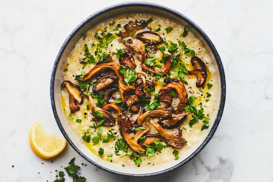 Oven Risotto with Crispy Roasted Mushrooms