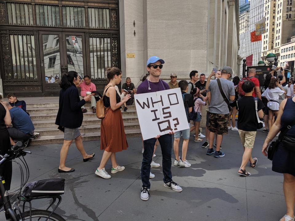 QAnon guy, Wall Street, Summer 2019